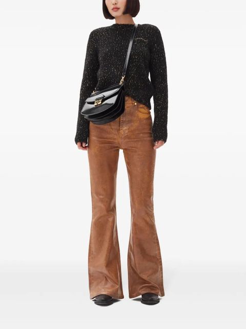 GANNI logo-embroidered crew-neck jumper - Black