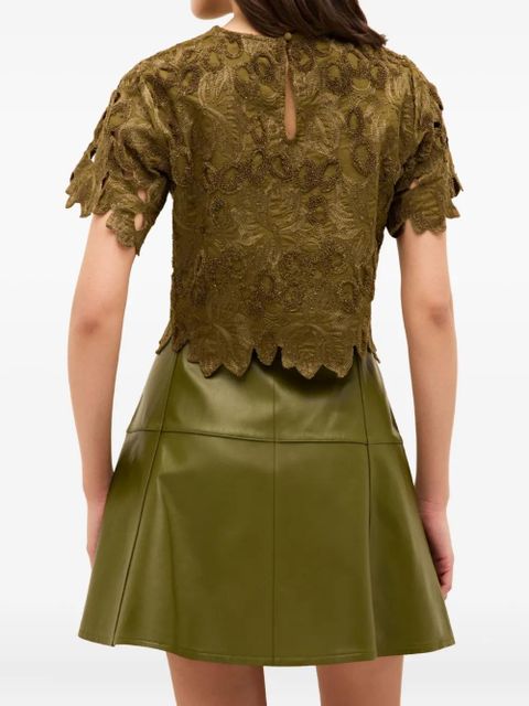 Marie Oliver Pelumi embroidered scallop-edge blouse - Green