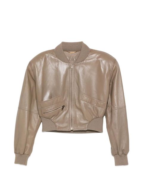 Chloé padded-shoulders leather crop jacket - Neutrals - zdjęcie produktu nr 1