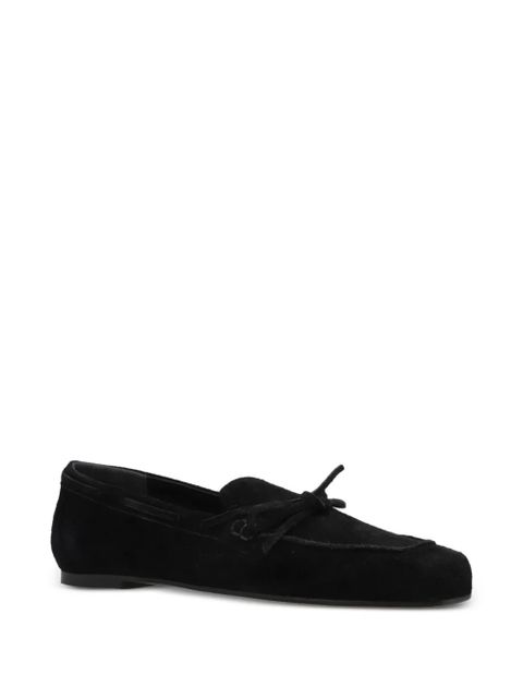 Aeyde bow-detail suede loafers - Black - zdjęcie produktu nr 2