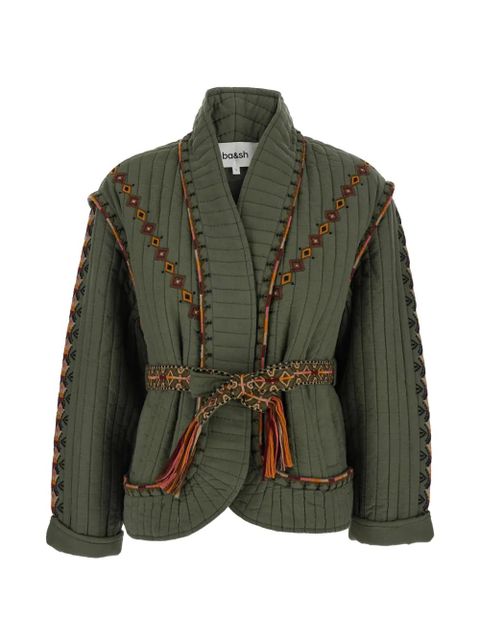 Ba&Sh Cocoon embroidered belted jacket - Green - zdjęcie produktu nr 1