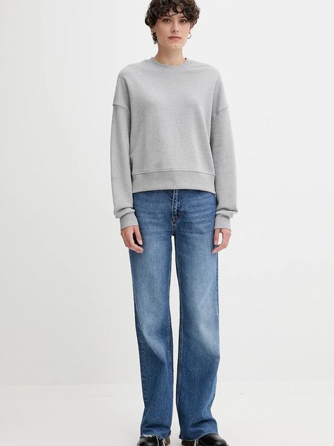 United Colors of Benetton bluza bawełniana damska kolor szary z nadrukiem 3UNID109A