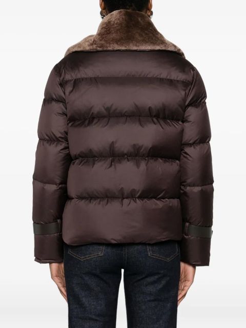 FENDI shearling-collar ski jacket - Brown