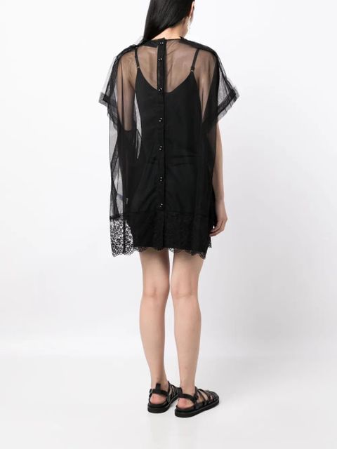 Simone Rocha semi-sheer lace-trim tunic - Black