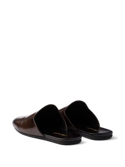 Prada brushed-leather slippers - Red