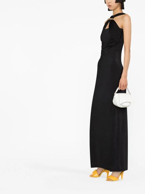The Attico draped halterneck dress - Black
