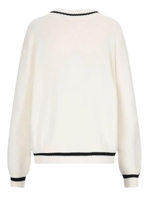 MM6 Maison Margiela logo-knit v-neck jumper - White - zdjęcie produktu nr 2
