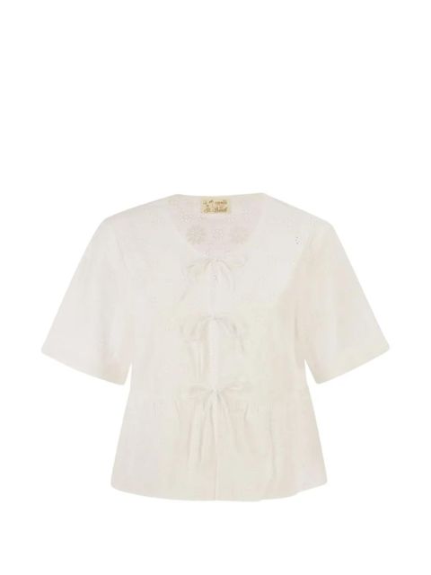 MC2 Saint Barth broderie anglaise bow top - White - zdjęcie produktu nr 1
