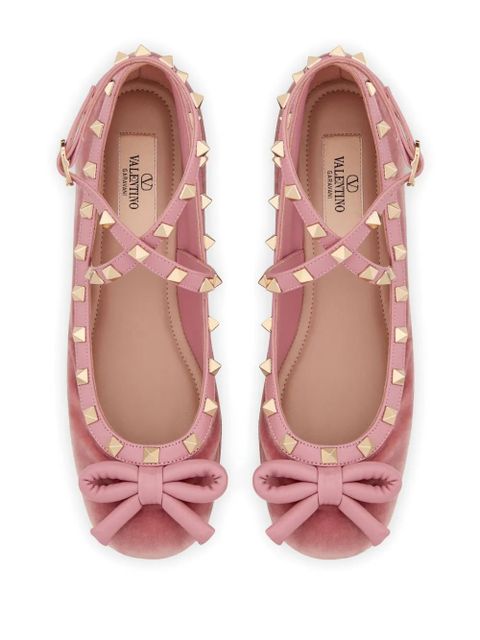 Valentino Garavani Rockstud velvet ballet flats - Pink