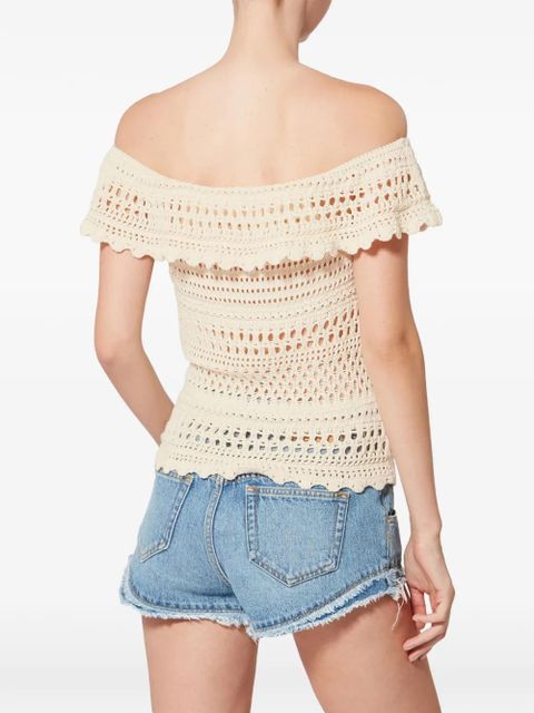 MARANT ÉTOILE ZAELLE crochet off-shoulder top - Neutrals