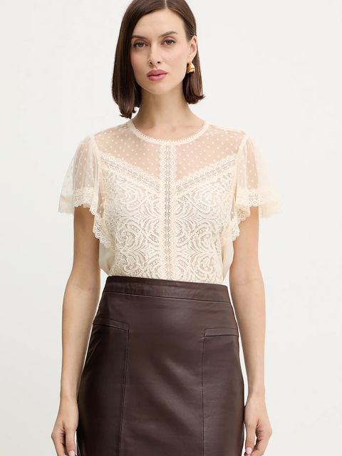 Morgan bluzka damska kolor beżowy gładka DASHKA - zdjęcie produktu nr 1