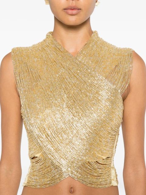 Cult Gaia Haisley beaded crossover top - Gold - zdjęcie produktu nr 2