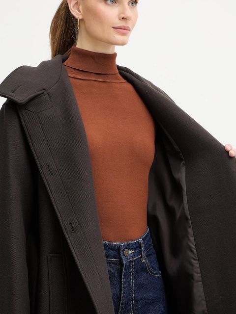 Morgan płaszcz z dodatkiem wełny kolor brązowy GSCARF