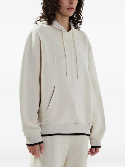GCDS logo-embossed hoodie - Neutrals