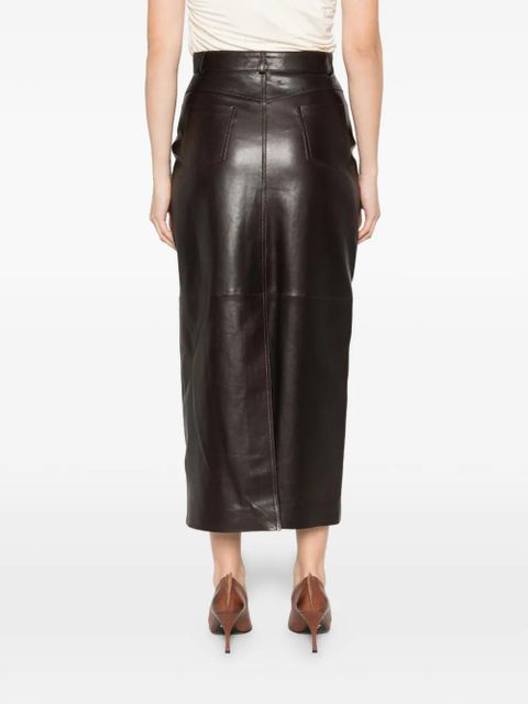 Nour Hammour Ghalia pocket pencil midi skirt - Brown
