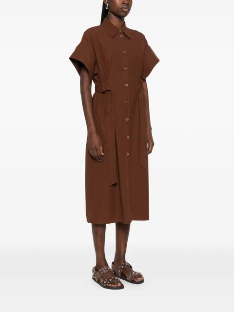 PINKO belted buttoned midi shirt dress - Brown