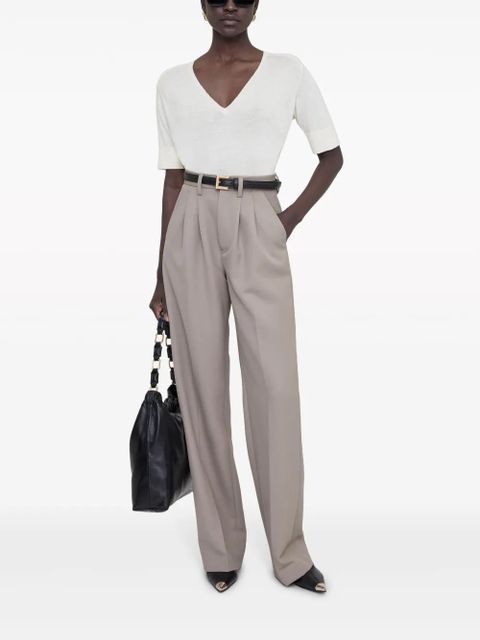 ANINE BING Carrie pressed-crease tailored trousers - Neutrals