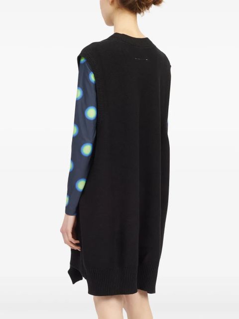 MM6 Maison Margiela distressed-effect gauge-knit dress - Black