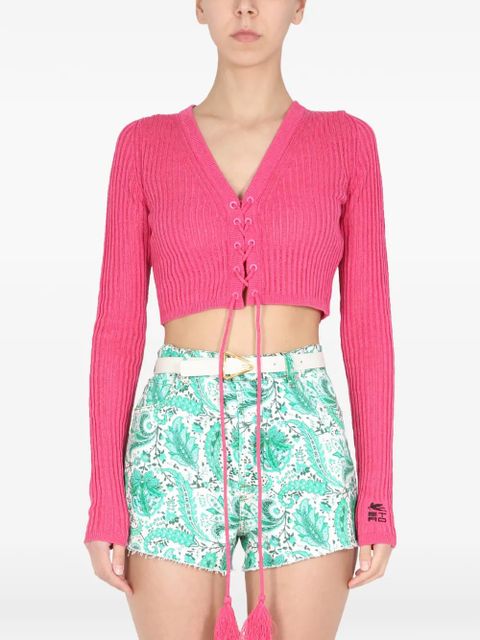 ETRO lace-up V-neck sweater - Pink