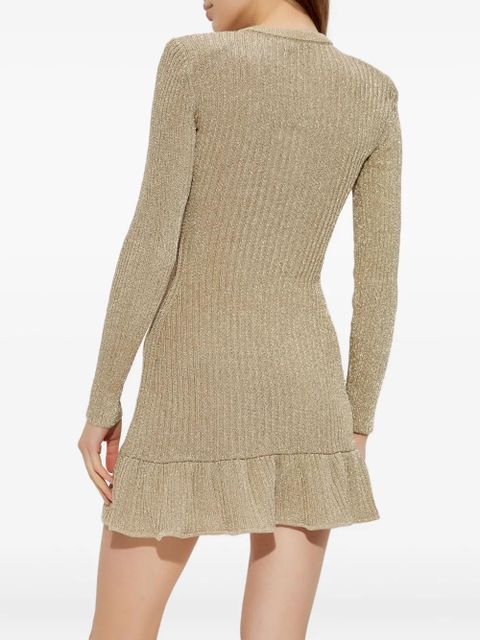 Self-Portrait long-sleeve ruffled dress - Neutrals