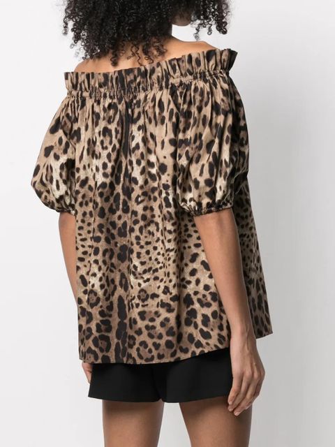 Dolce & Gabbana leopard-print off-shoulder top - Brown