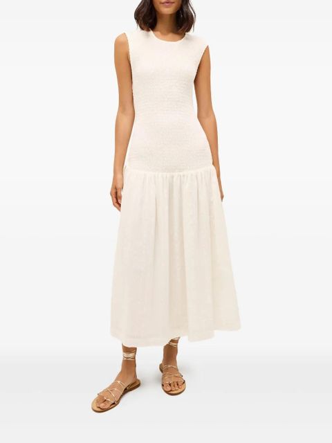 Marie Oliver Porter smocked-bodice midi dress - White