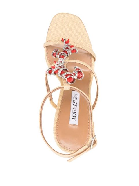 Aquazzura Capri Crush 105mm raffia sandals - Neutrals