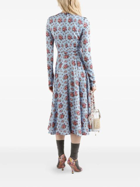 Dolce & Gabbana flower bouquets-print midi dress - Blue