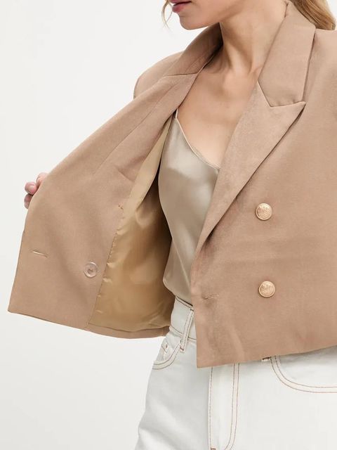 Answear.LAB marynarka kolor brązowy dwurzędowa gładka - zdjęcie produktu nr 2