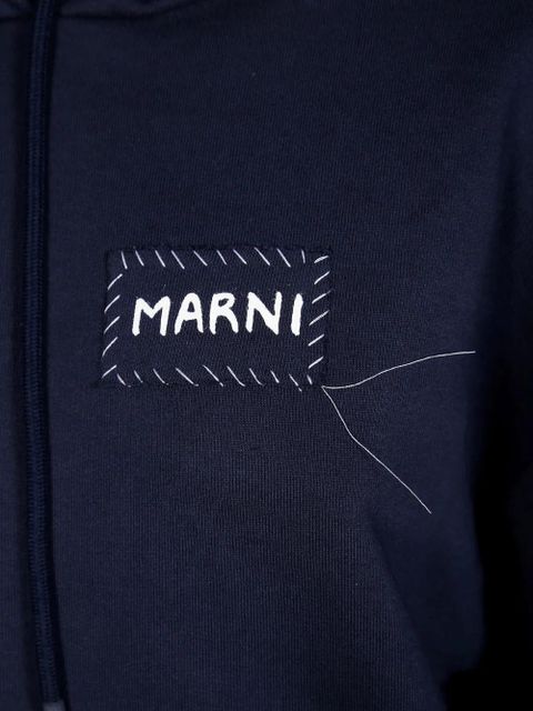 Marni embroidered-patch hoodie - Blue