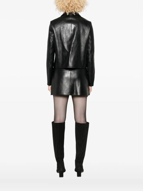 Maje cropped leather jacket - Black