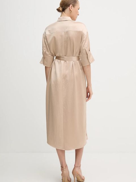 Marc Aurel sukienka kolor beżowy midi prosta 6553-2000-93424 - zdjęcie produktu nr 2