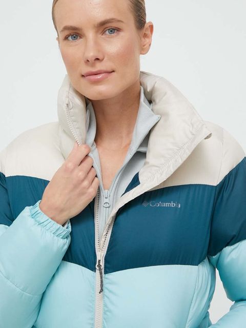 Columbia kurtka Puffect Color Block Jkt damska kolor turkusowy zimowa 1955101