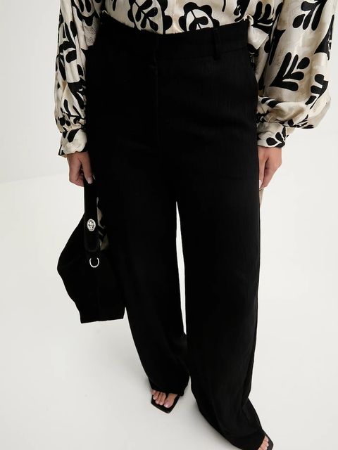 Answear.LAB spodnie damskie kolor czarny szerokie high waist