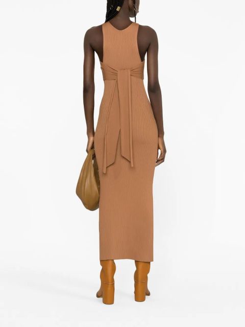 Nanushka twist-detail ribbed-knit dress - Brown