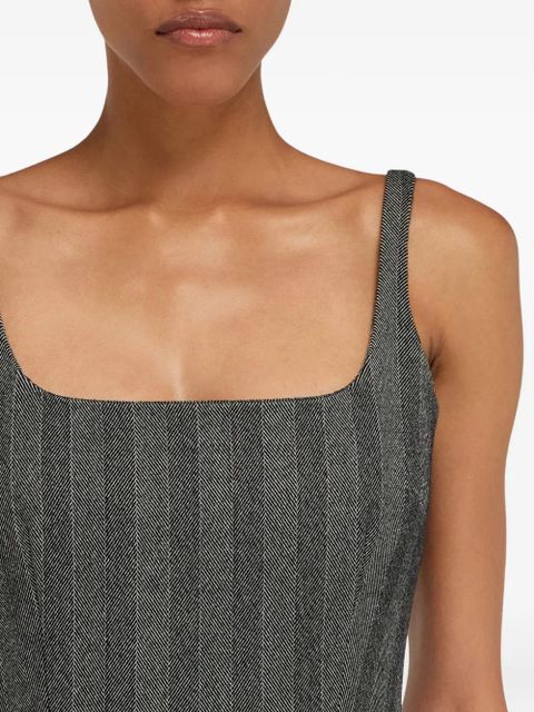 Ferragamo herringbone square-neck midi dress - Grey