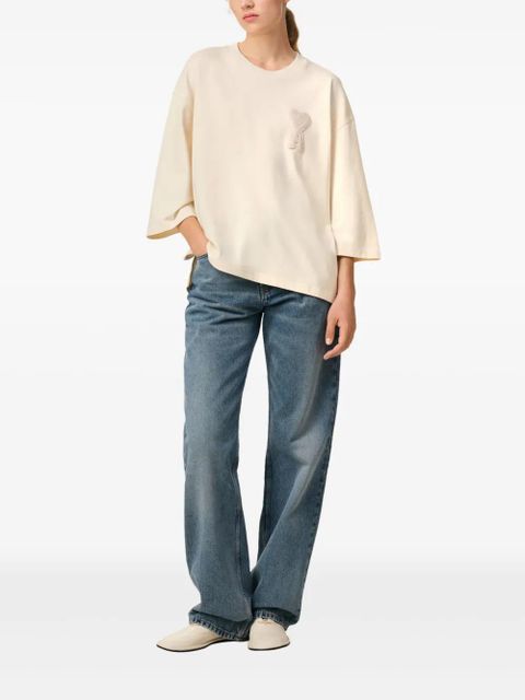 AMI Paris Ami de Coeur-patch cotton T-shirt - Neutrals - zdjęcie produktu nr 2