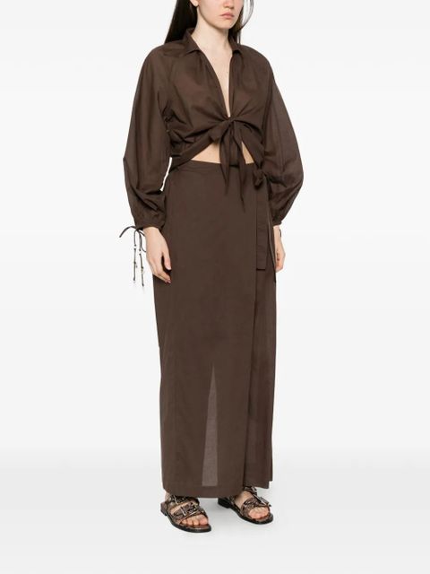 TWINSET tie-front wide-leg top - Brown