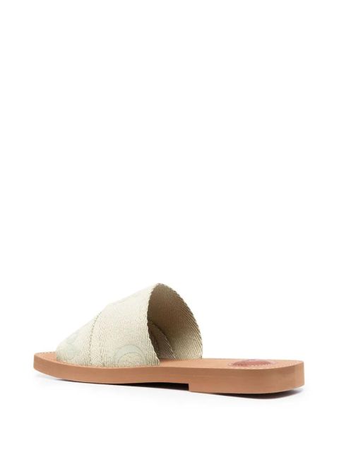 Chloé logo-print open-toe sandals - 34H HAZY GREEN