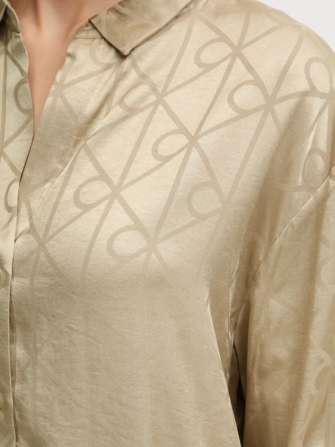 Calvin Klein Underwear piżama damska kolor beżowy satynowa LV00QS7574