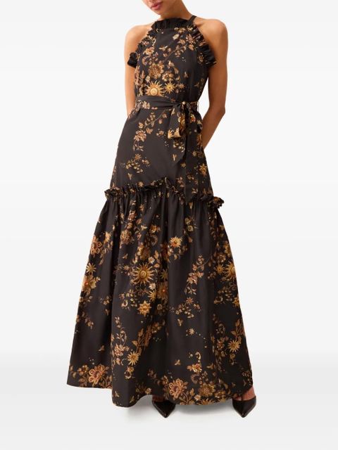 Marie Oliver Keenan ruffled floral maxi dress - Black