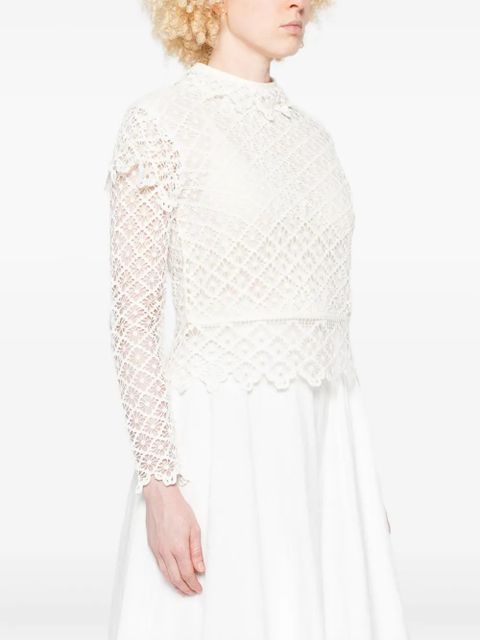 ISABEL MARANT lace-pattern long-sleeve top - White