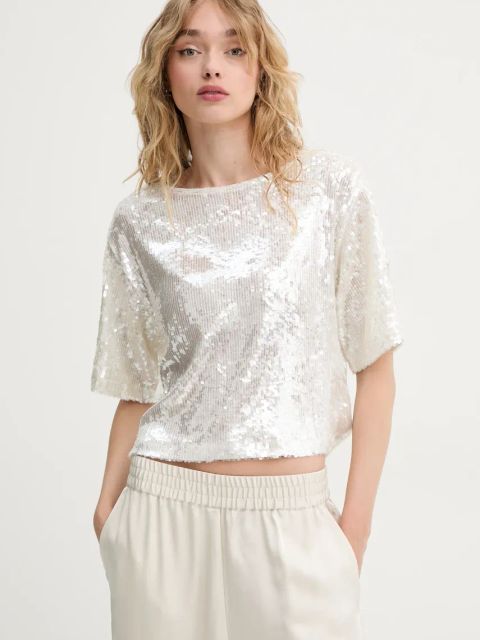 Bruuns Bazaar bluzka damska kolor szary z aplikacją BBW4402