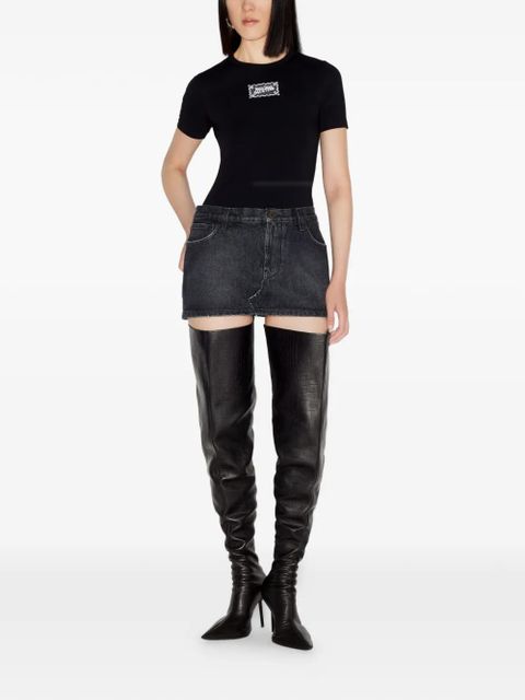 Jean Paul Gaultier contrast-pocket denim mini skirt - Black