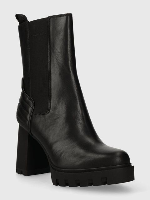 Calvin Klein Jeans botki PLATFORM CHELSEA BOOT LTH WN damskie kolor czarny na słupku lekko ocieplone YW0YW01140
