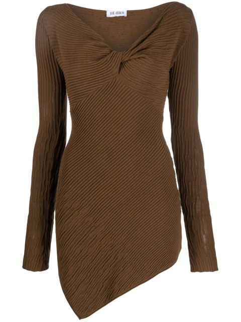 The Attico asymmetric ribbed-knit minidress - Brown - zdjęcie produktu nr 1
