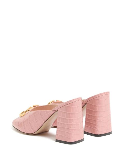 Valentino Garavani logo crocodile-effect sandals - Pink - zdjęcie produktu nr 2