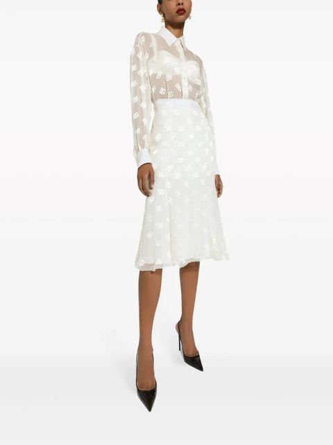 Dolce & Gabbana monogram-jacquard semi-sheered shirt - White - zdjęcie produktu nr 2