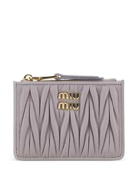 Miu Miu Matelassé nappa leather card holder - Grey - zdjęcie produktu nr 1