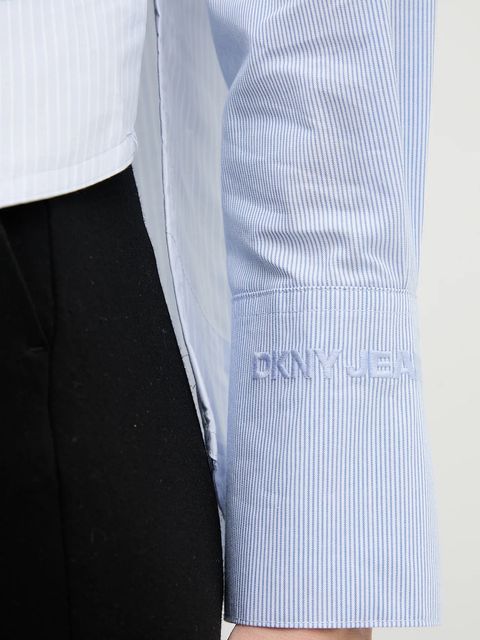 Dkny koszula bawełniana damska kolor niebieski relaxed z kołnierzykiem klasycznym DJ5W2130